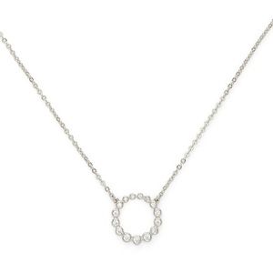 Sophie Harper Silver Crystal Open Circle Silver Pendant Necklace